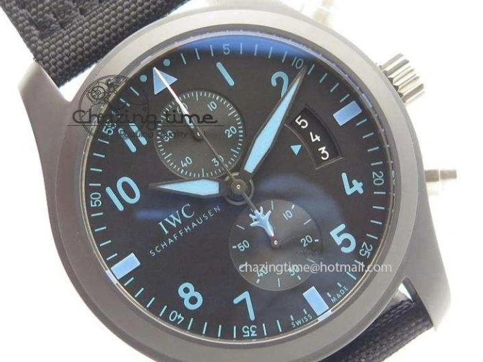 MIROTIME 0422 Comfortable Pilot Chrono IW388003 Real Ceramic ZF 1:1 Best Edition On Black Nylon Strap A 7322